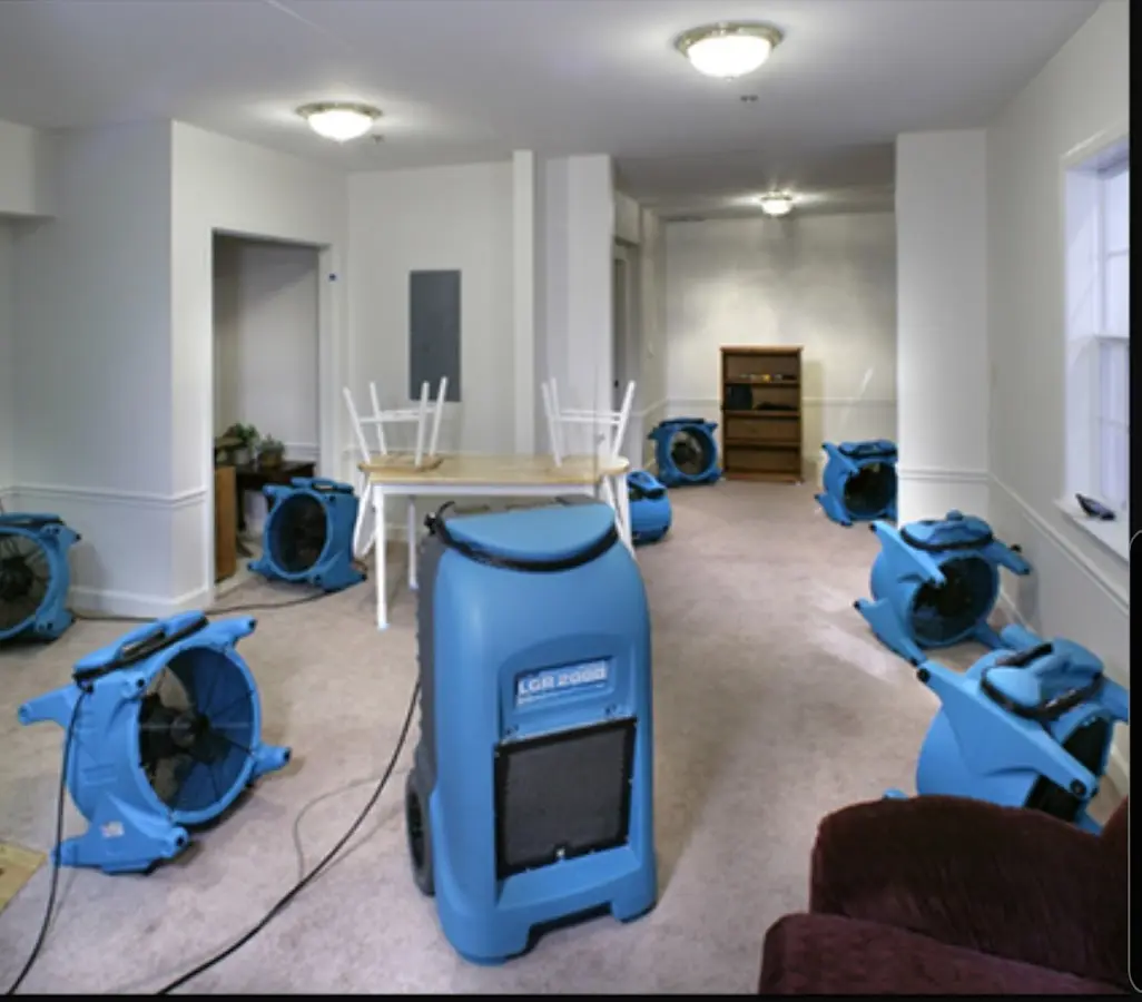 Air movers and dehumidifier setup for Water Damage Restoration in Sherwood